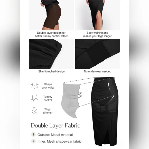 SOLD Popilush Shapewear Midi Skirt #868 - Picture 9 of 10